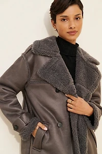 Steve Madden Eiffel Vegan Suede Longline Coat