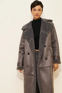 Steve Madden Eiffel Vegan Suede Longline Coat