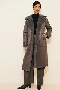Steve Madden Eiffel Vegan Suede Longline Coat