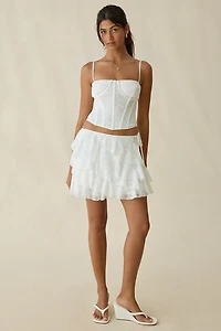 ASTR The Label Madeleine Asymmetric Lace Ruffle Mini Skort
