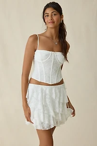 ASTR The Label Madeleine Asymmetric Lace Ruffle Mini Skort