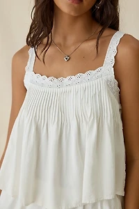 ASTR The Label Lori Cotton Lace Trim Tank Top