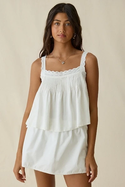 ASTR The Label Lori Cotton Lace Trim Tank Top