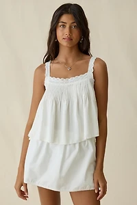 ASTR The Label Lori Cotton Lace Trim Tank Top