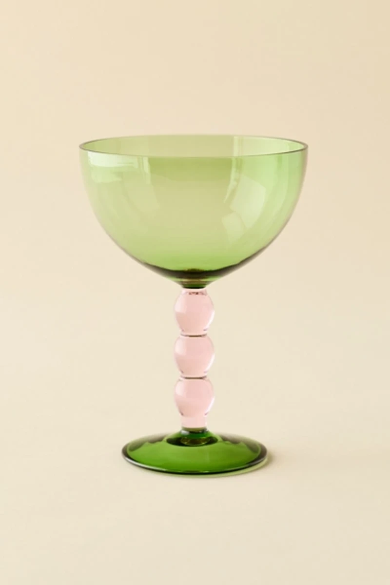 Beaded Stem Duo-Tone Coupe Cocktail Glass