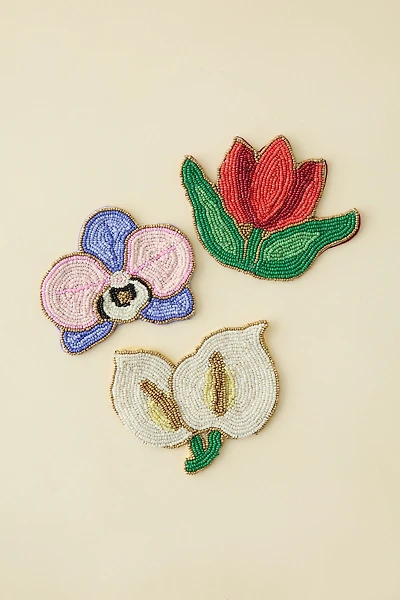 Flower Shaped Beaded Coaster Set