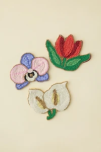 Flower Shaped Beaded Coaster Set