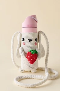 Strawberry Bunny Crochet Water Bottle Sling
