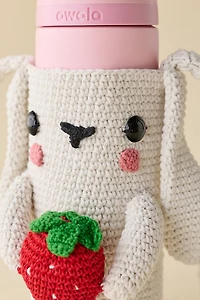 Strawberry Bunny Crochet Water Bottle Sling