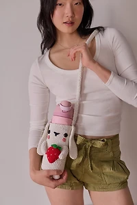 Strawberry Bunny Crochet Water Bottle Sling