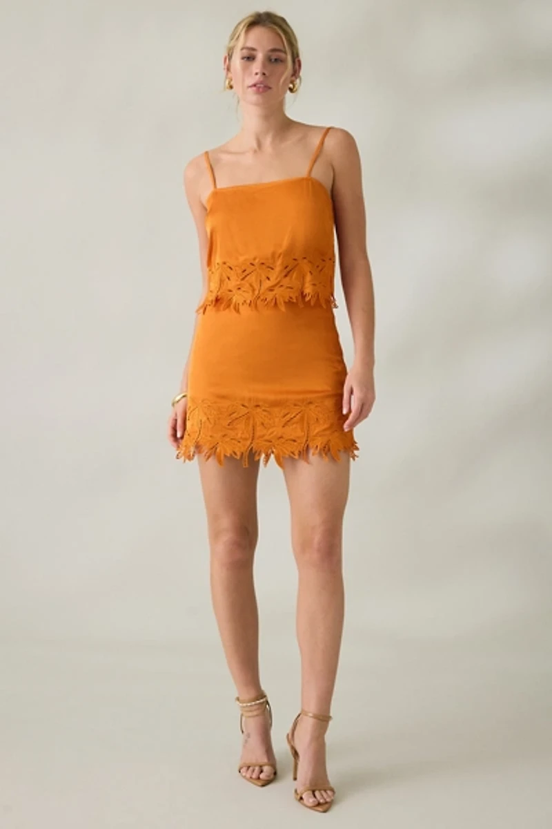 ASTR The Label Dawn Lace Trim Satin Cami