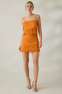 ASTR The Label Dawn Lace Trim Satin Cami