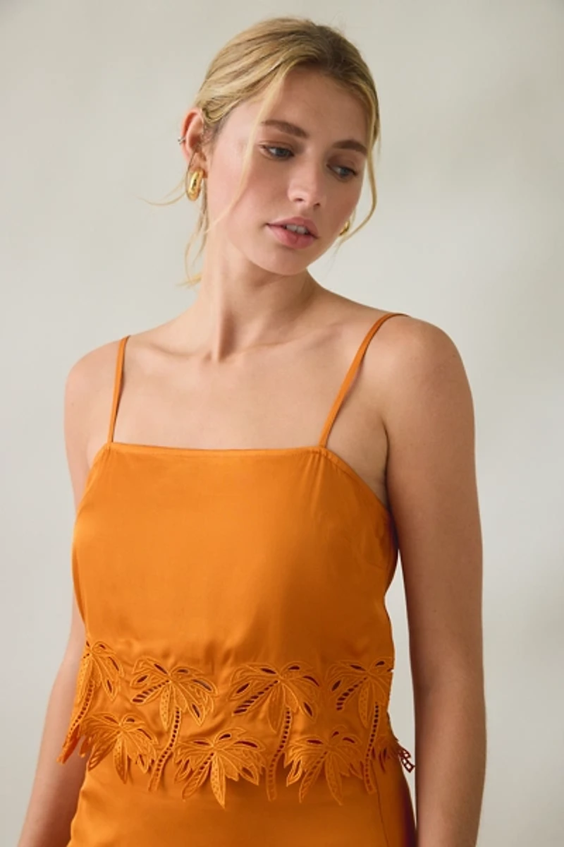 ASTR The Label Dawn Lace Trim Satin Cami