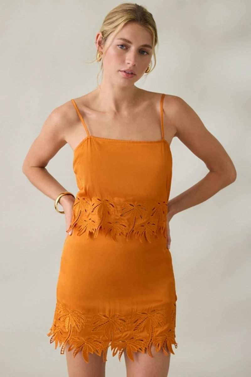 ASTR The Label Dawn Lace Trim Satin Cami