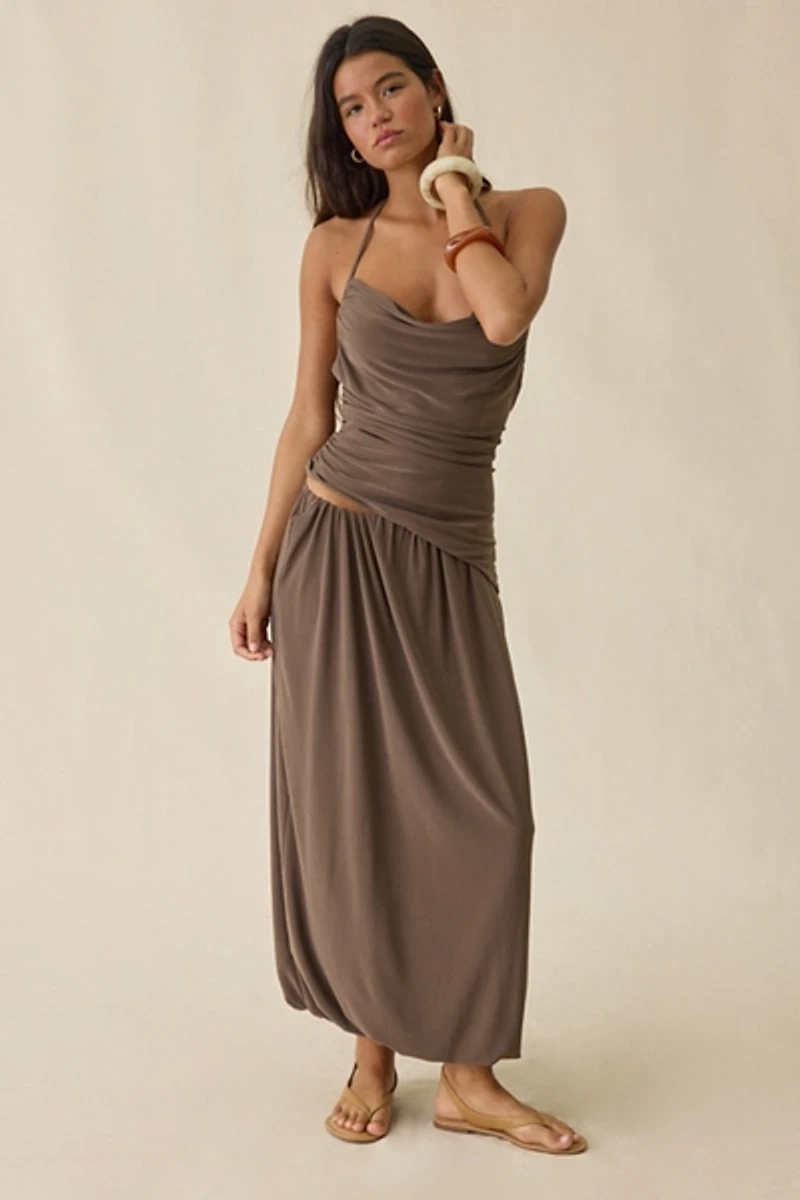 ASTR The Label Savannah Asymmetric Cowl Neck Halter Top