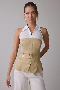 ASTR The Label Aleda Layered Halter Neck Top