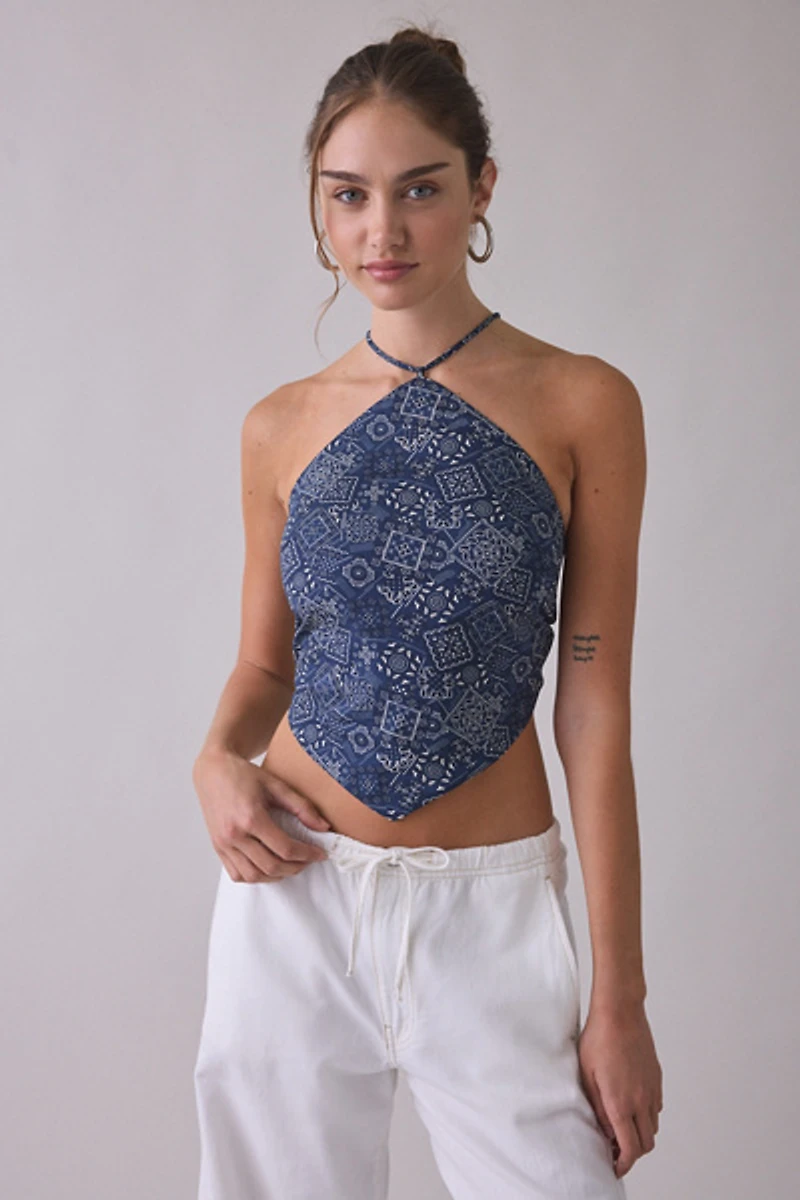 ASTR The Label Shaniya High Neck Scarf Top