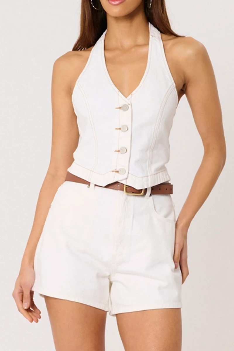 Abrand C'est La Vie Porcelain Denim Vest Top