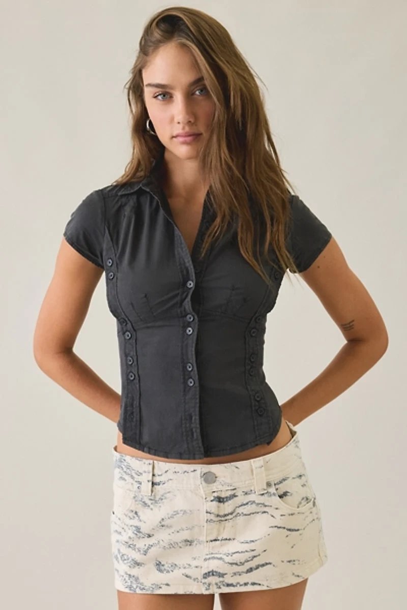 Abrand 00 Valentina Low-Rise Denim Mini Skirt