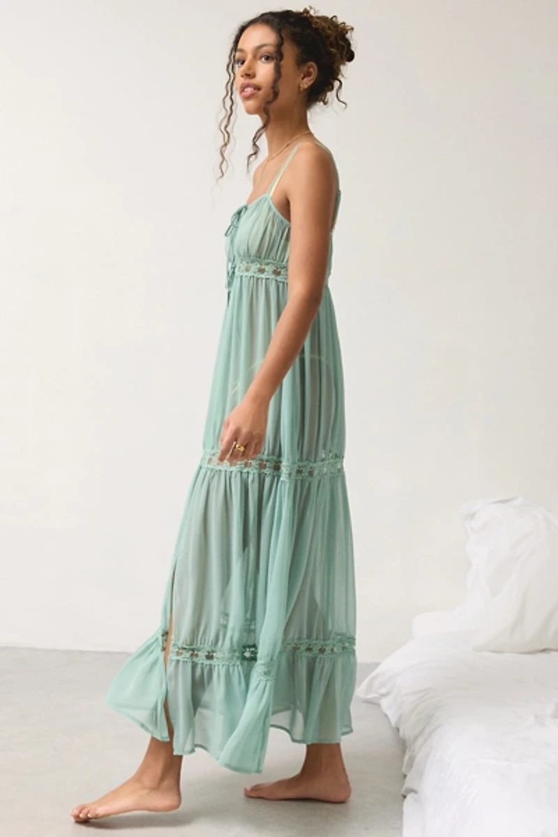 Out From Under Swept Away Split-Front Flyaway Sheer Chiffon Slip