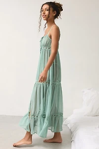 Out From Under Swept Away Split-Front Flyaway Sheer Chiffon Slip