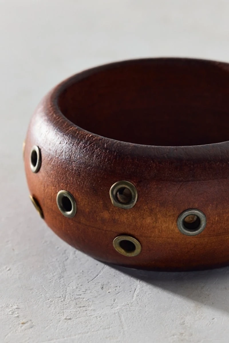 Rivet Studded Wooden Bangle Bracelet