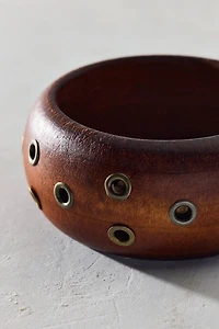 Rivet Studded Wooden Bangle Bracelet