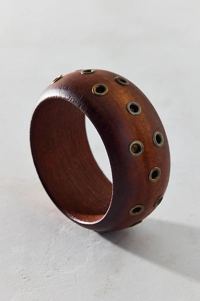Rivet Studded Wooden Bangle Bracelet