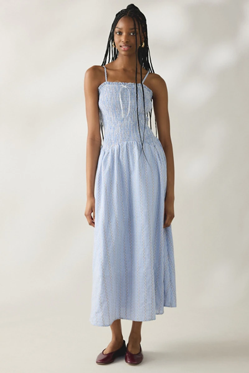 Daisy Street Meadow Smocked Gingham Maxi Dress