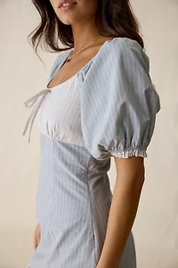 Daisy Street Fondant Mixed Stripe Puff Sleeve Mini Dress