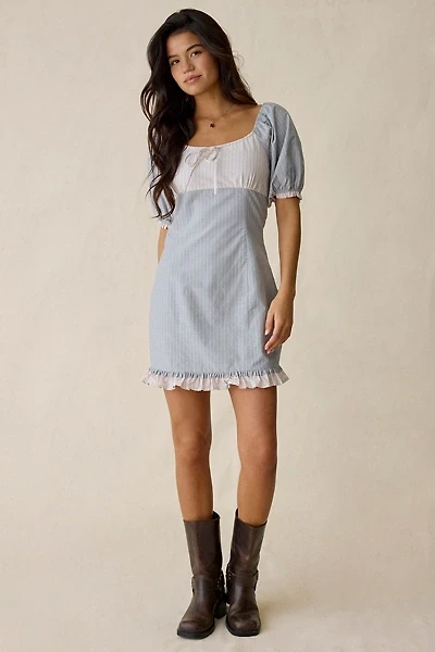 Daisy Street Fondant Mixed Stripe Puff Sleeve Mini Dress