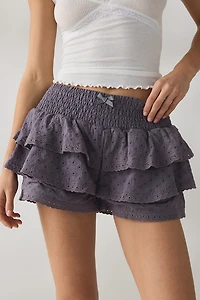 Daisy Street Coconut Eyelet Lace Ruffle Bloomer Shorts
