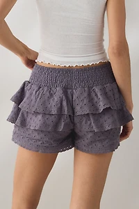 Daisy Street Coconut Eyelet Lace Ruffle Bloomer Shorts