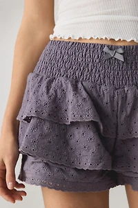 Daisy Street Coconut Eyelet Lace Ruffle Bloomer Shorts