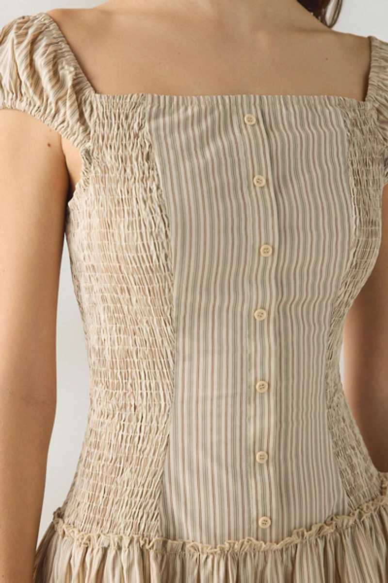 Daisy Street Glow Drop Waist Smocked Midi Dress
