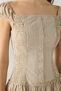 Daisy Street Glow Drop Waist Smocked Midi Dress
