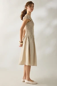 Daisy Street Glow Drop Waist Smocked Midi Dress