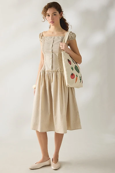 Daisy Street Glow Drop Waist Smocked Midi Dress