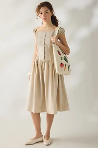Daisy Street Glow Drop Waist Smocked Midi Dress