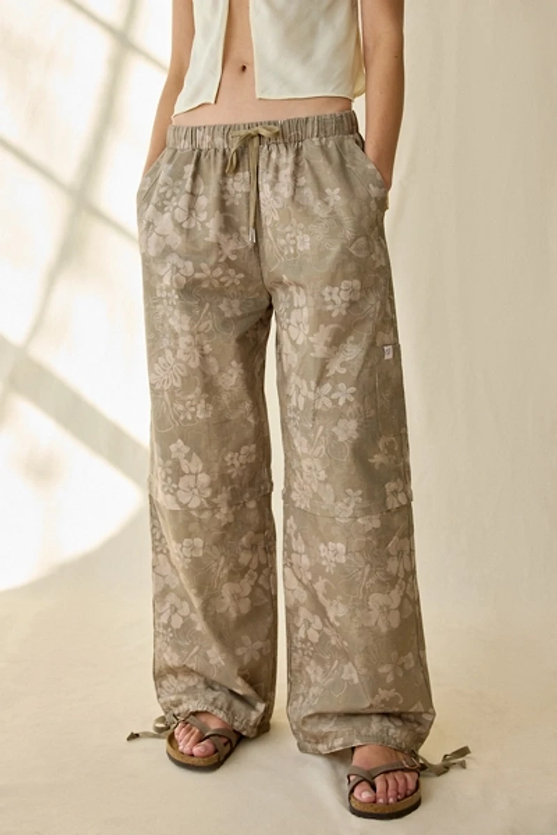 Daisy Street Hibiscus Print Baggy Tear-Way Pants