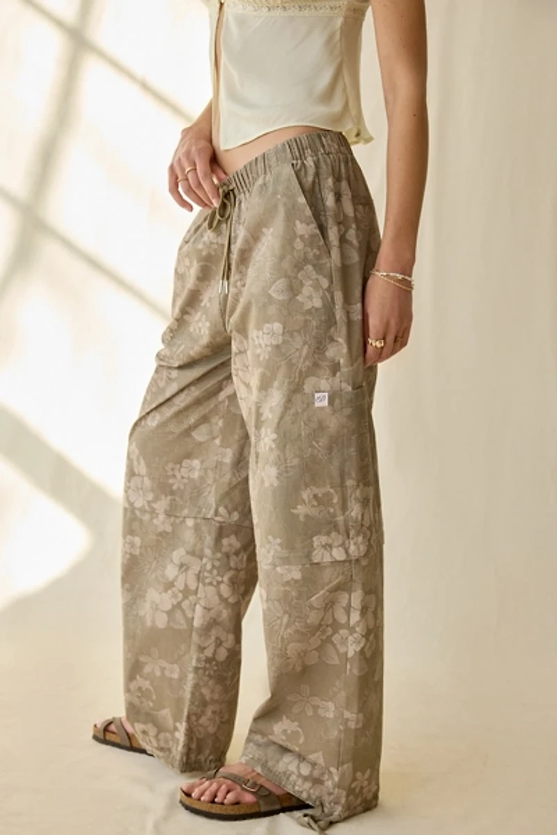 Daisy Street Hibiscus Print Baggy Tear-Way Pants