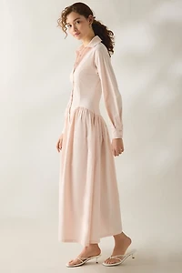 Daisy Street Rhubarb Drop Waist Shirt Maxi Dress