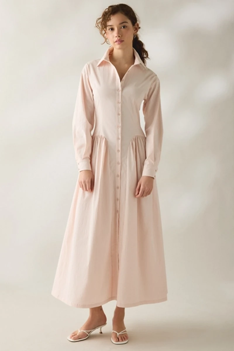 Daisy Street Rhubarb Drop Waist Shirt Maxi Dress