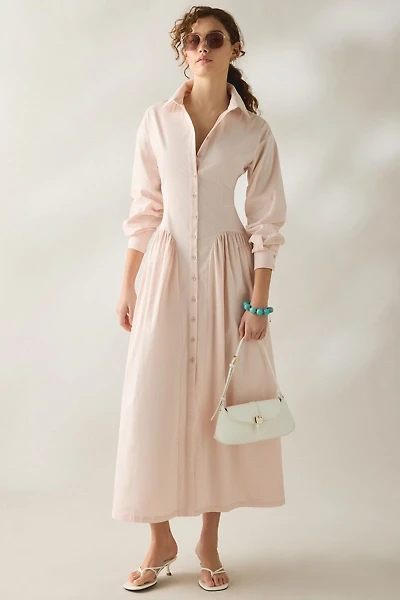 Daisy Street Rhubarb Drop Waist Shirt Maxi Dress