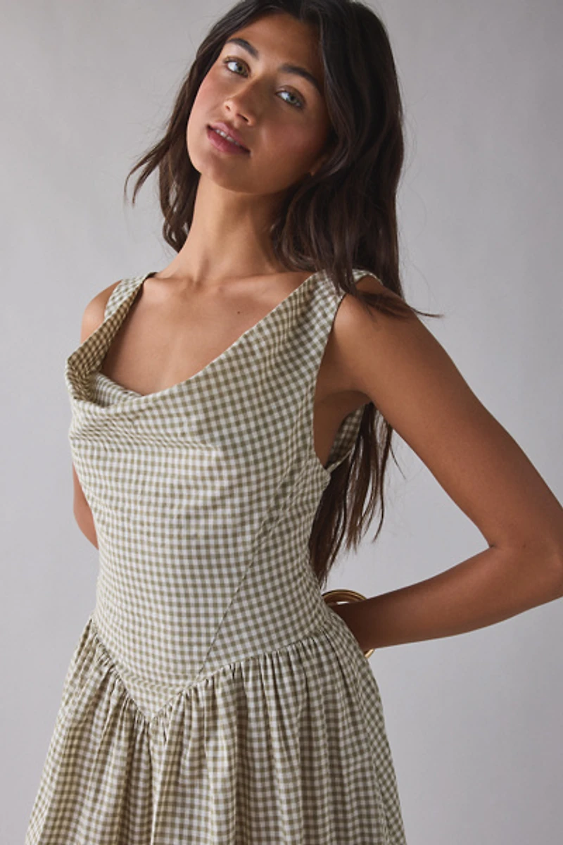 Daisy Street Cammie Cowl Neck Corset Midi Dress