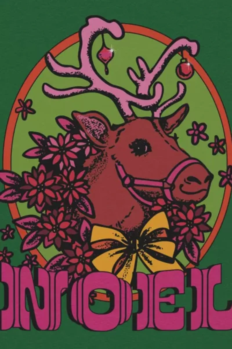 Red Cap Noel Reindeer Holiday Card