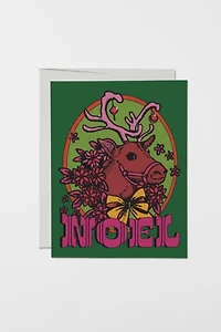 Red Cap Noel Reindeer Holiday Card
