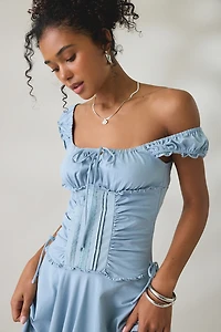 Daisy Street Whimsey Ruched Corset Midi Dress
