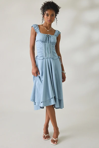 Daisy Street Whimsey Ruched Corset Midi Dress