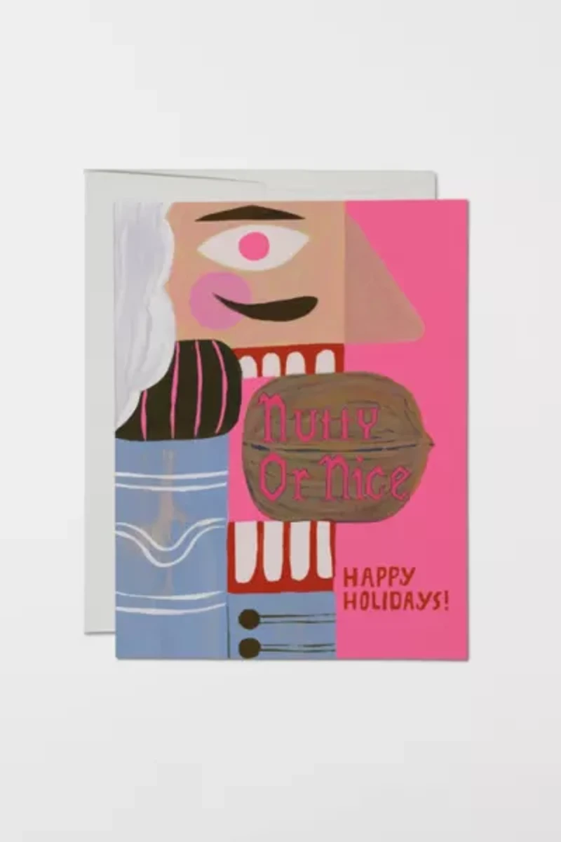 Red Cap Nutty or Nice Holiday Greeting Card